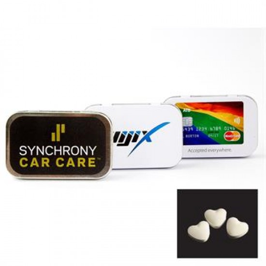 Custom Logo Rectangular Tin With Heart Shaped Mints