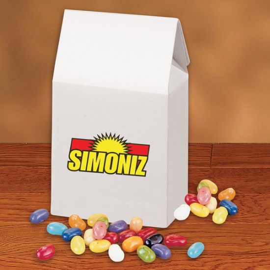 Full Color Jelly Beans in White Gable Box with your logo