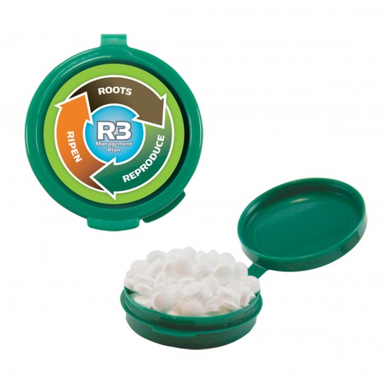 Full Color Hook-N-Go Plastic Pill Case With Mints