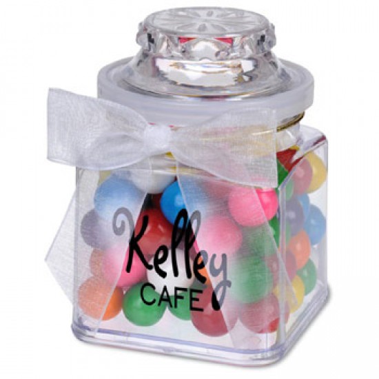 Customize Plastic Jar w/ Rainbow Bubble Gum with your logo