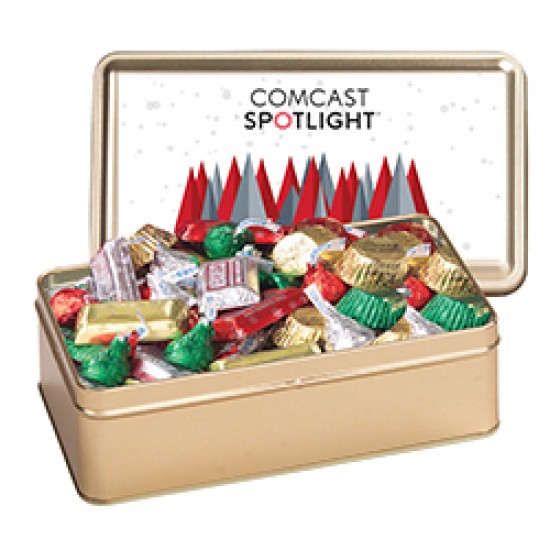 Custom Logo Large Rectangle Tin - Hershey's Holiday Mix