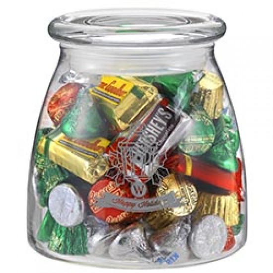 Custom Logo Vibe Glass Jar - Hershey's Holiday Mix (27 Oz.)