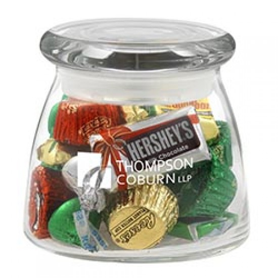 Custom Logo Vibe Glass Jar - Hershey's Holiday Mix (12.25 Oz.)