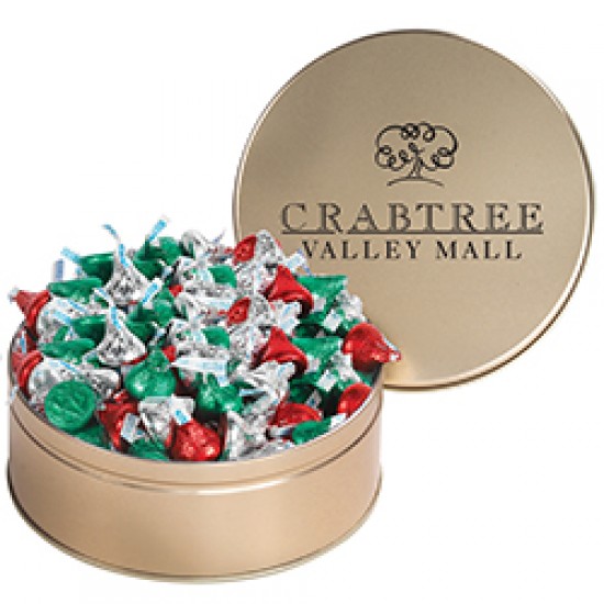 Custom Logo Large Assorted Snack Tins - Hershey's Holiday Kisses