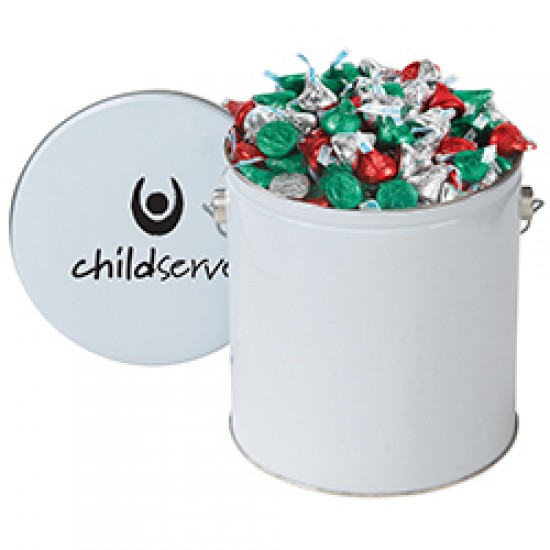 Custom Logo Hershey's Holiday Kisses in Gallon Tin