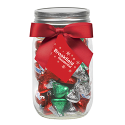 Custom Logo  Glass Mason Jar - Hershey's Holiday Kisses (16 Oz.) Custom Logo  Glass Mason Jar - Hershey's Holiday Kisses (16 Oz.)
