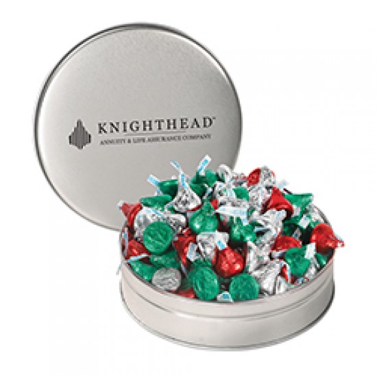 Custom Logo  Small Assorted Snack Tins - Hershey Holiday Kisses
