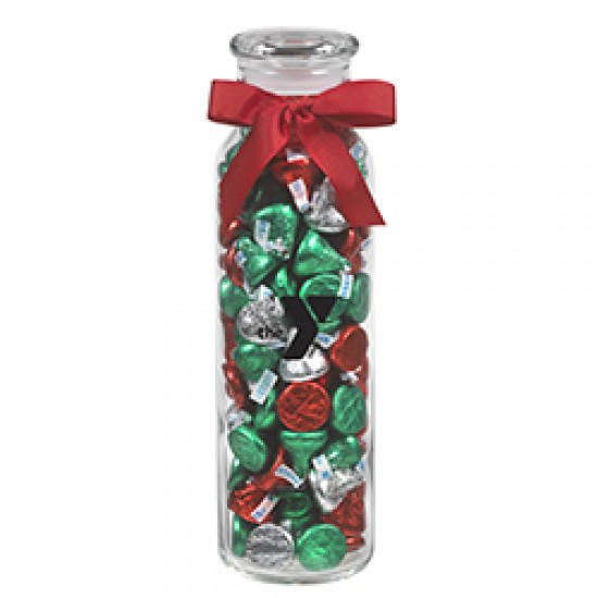 Custom Logo Glass Hydration Jar - Hershey's Holiday Kisses (16 Oz.)