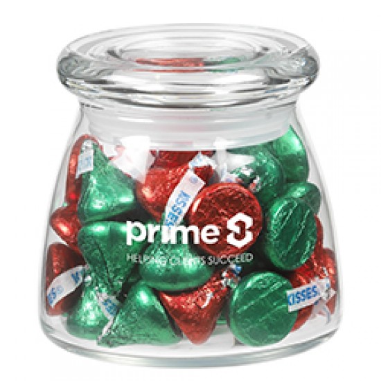 Custom LogoVibe Glass Jar - Hershey's Holiday Kisses (12.25 Oz.)