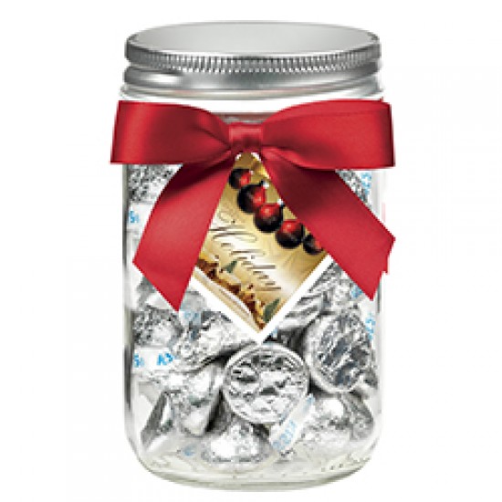 Custom Logo 12 Oz. Glass Mason Jar w/ Hershey's® Kisses®