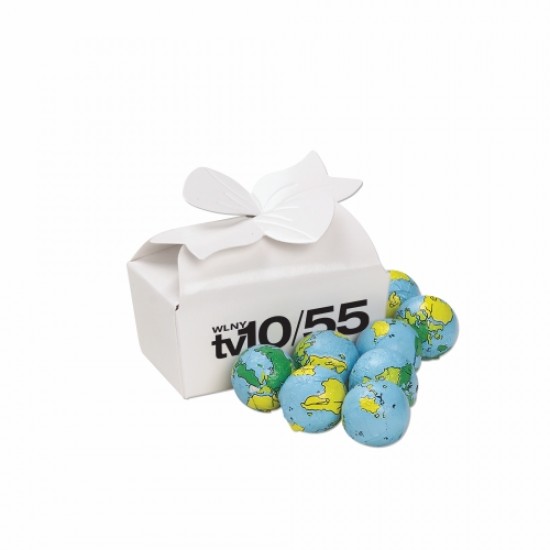 Custom Logo Small Bow Gift Boxes - Chocolate Earth Balls (8 pieces)