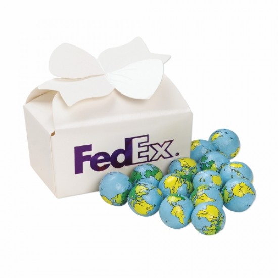 Custom Logo Large Bow Gift Boxes - Chocolate Earth Balls (14 pieces) Custom Logo Large Bow Gift Boxes - Chocolate Earth Balls (14 pieces)