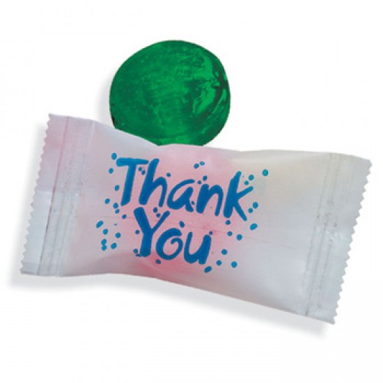 Custom Logo 5 Flavor Crystal Fruit Candy w/ Stock Merci Thank You Wrapper